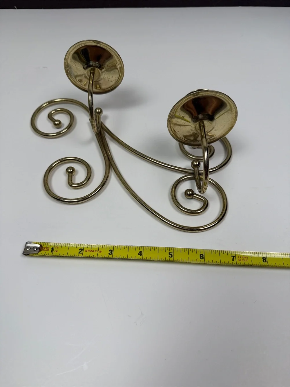Vintage Gold Tone Wall Sconce Candle Holders Set of 2 Scroll Metal Taper Candle